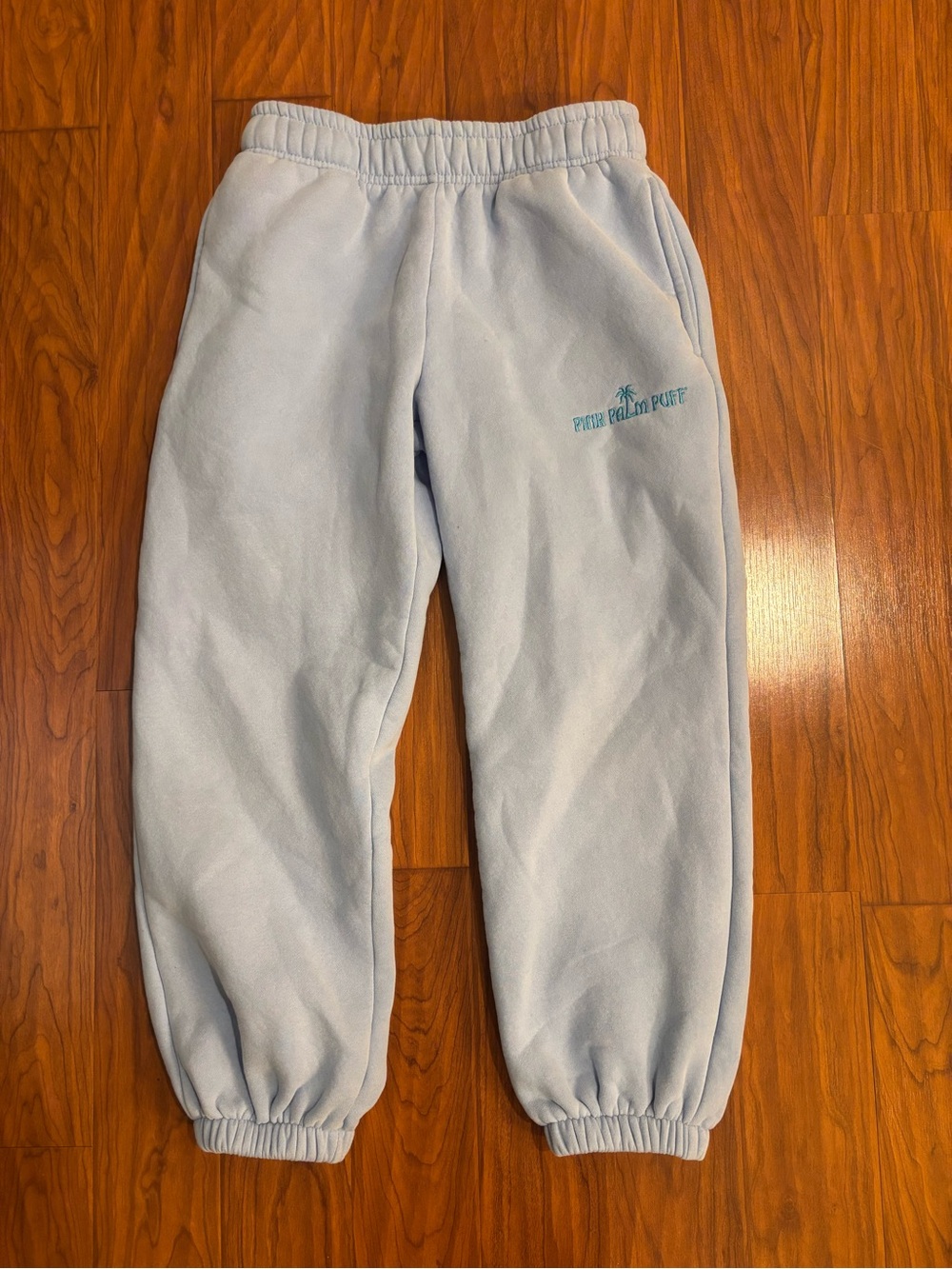 Pink Palm Puff Light Blue Sweatpant Joggers Womens XSSH